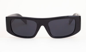 Wrap Over Shining Black Sunglasses