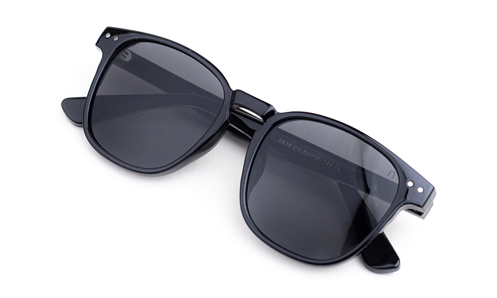 Square Shiny Black Sunglass