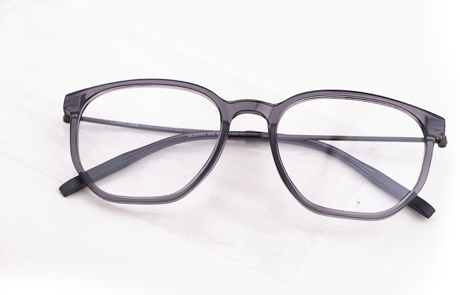 Transparent Grey Square Eyeglasses