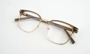 Golden Brown Clubmaster Eyeglass