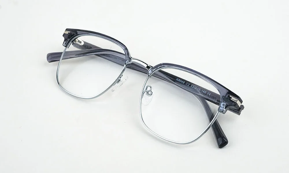 Silver Grey Clubmaster Eyeglass