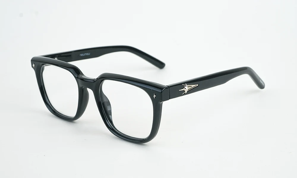 Shiny Black Square Eyeglass