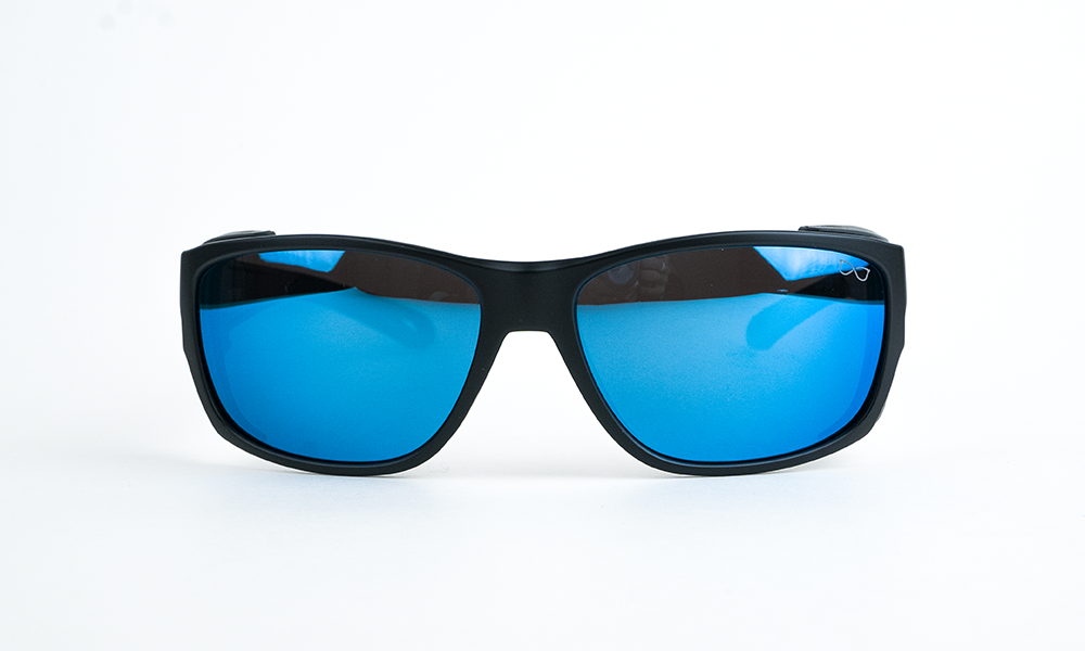Everest Matte Black Sunglass with Blue Mercury