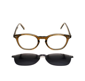 Olive Square Clip-On Eyeglass