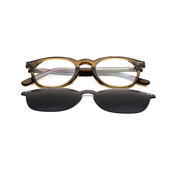 Olive Square Clip-On Eyeglass