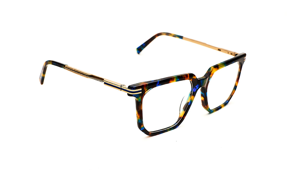 Brown Blue Square Eyeglass
