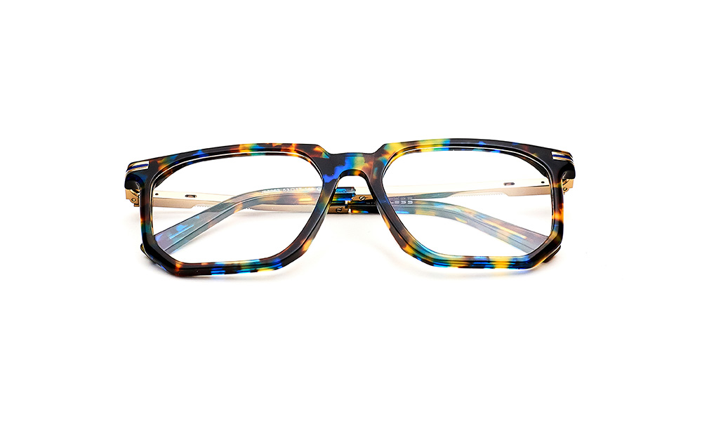 Brown Blue Square Eyeglass