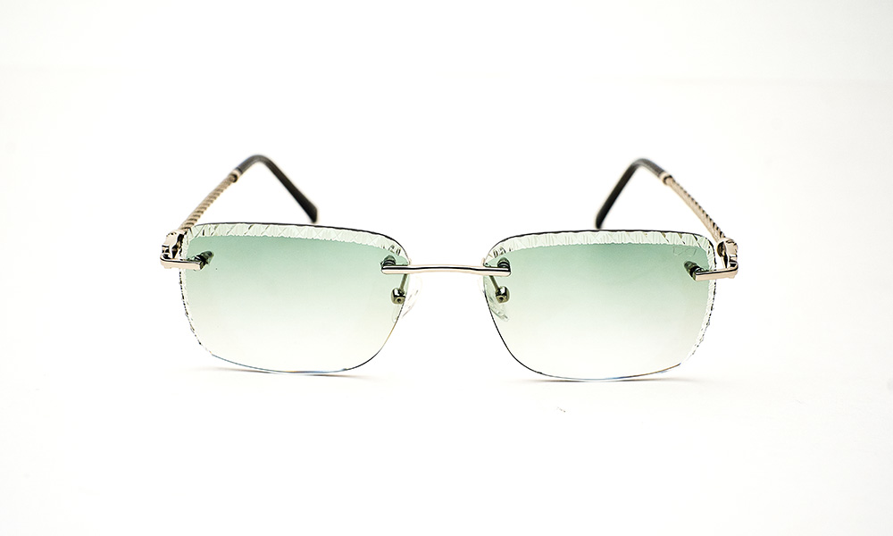 Silver Metal Green Sunglass