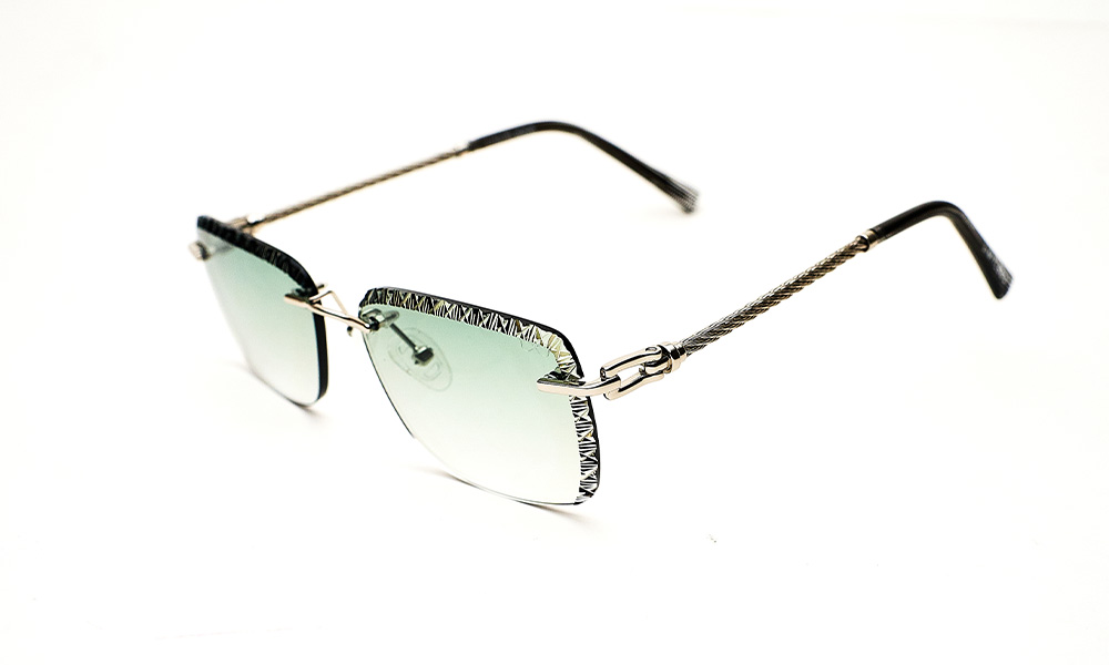 Silver Metal Green Sunglass