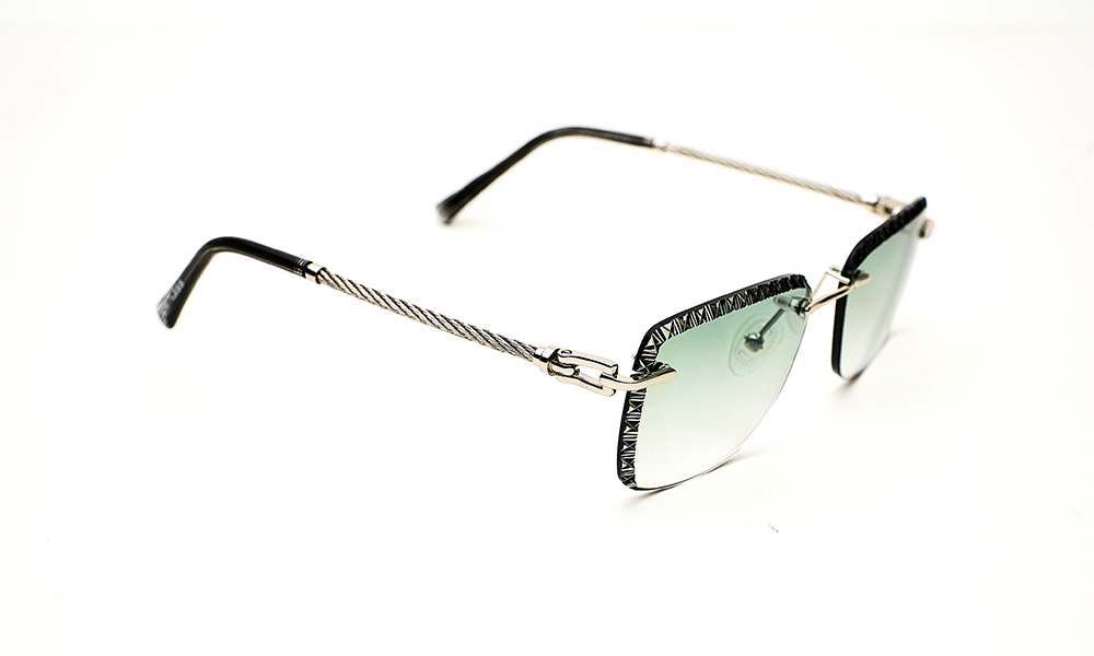 Silver Metal Green Sunglass