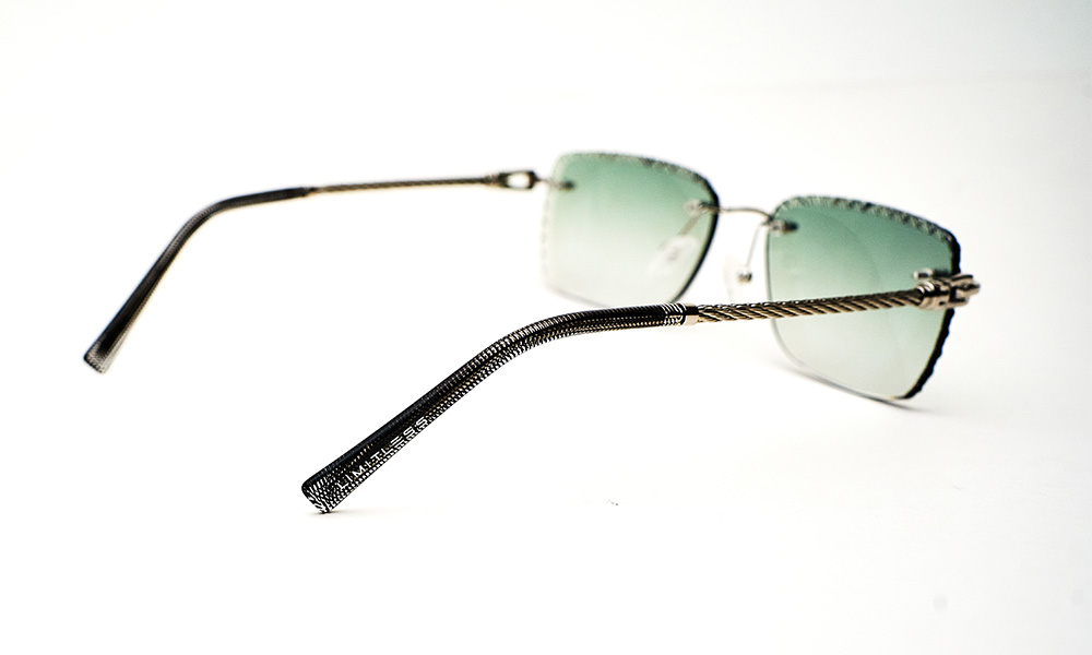 Silver Metal Green Sunglass