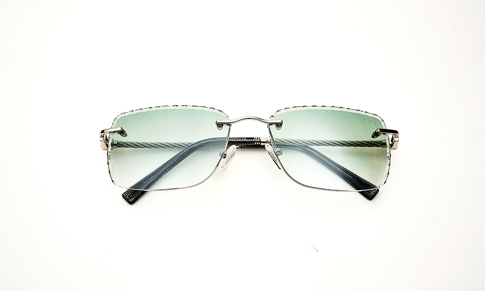 Silver Metal Green Sunglass