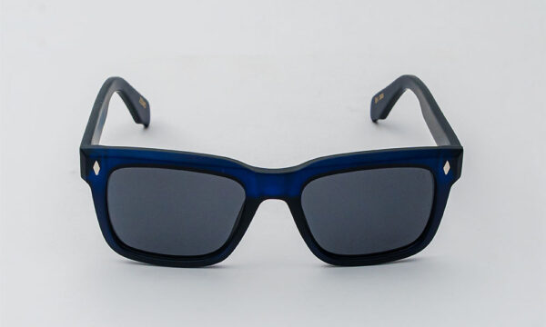 Matte Blue TAC square sunglass for round faces